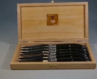 Laguiole Claude Dozorme, Steakmesser 6er Set mit Ebenholzgriff